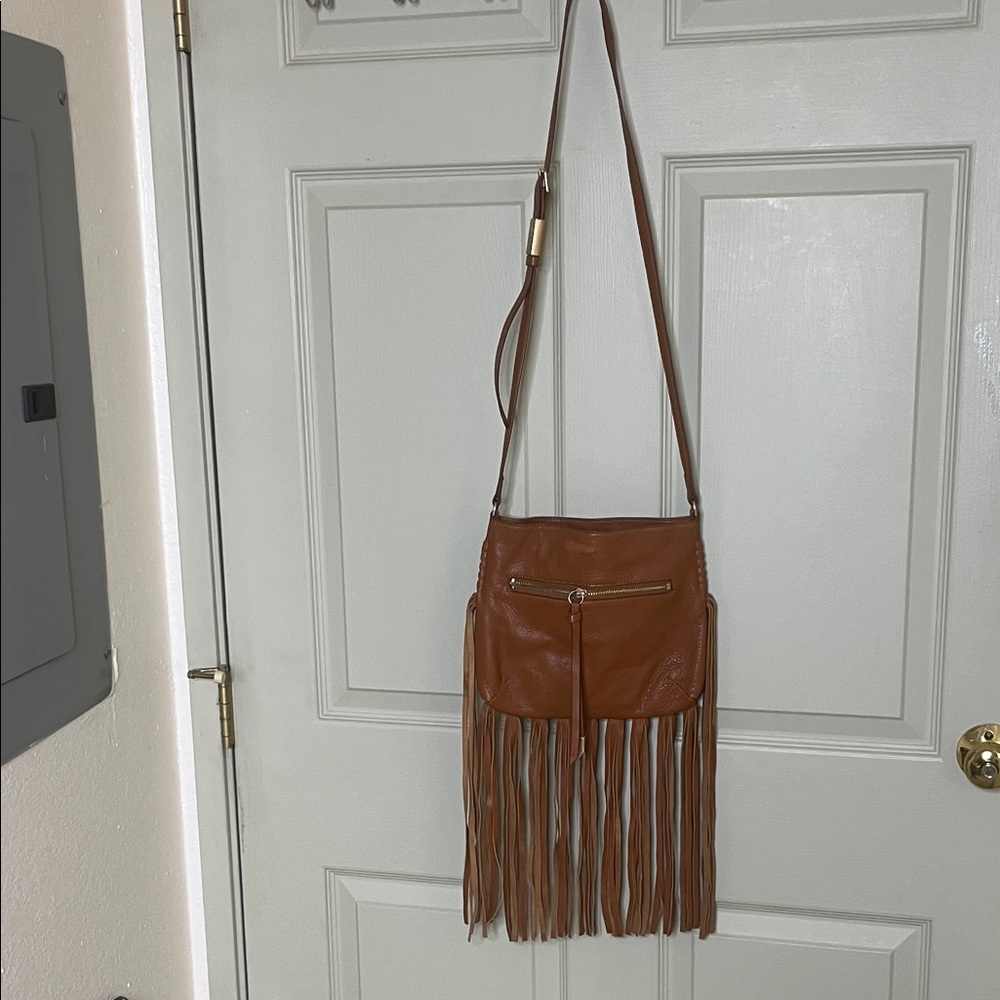 Foley + Corinna Brown Crossbody Bag with Fringe